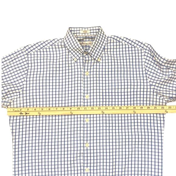 Peter Millar Shirt Mens Medium White Plaid Button Up Long Sleeve Casual *FLAW* - Picture 7 of 10